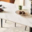 Table de cuisine rectangulaire blanche avec plateau en porcelaine et pieds en métal, pieds de salle à manger modernes pour 4 à 6 personnes