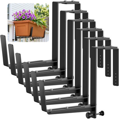 Voxor Adjustable Heavy Duty Window Box Brackets with Bottom Support - Set of 6