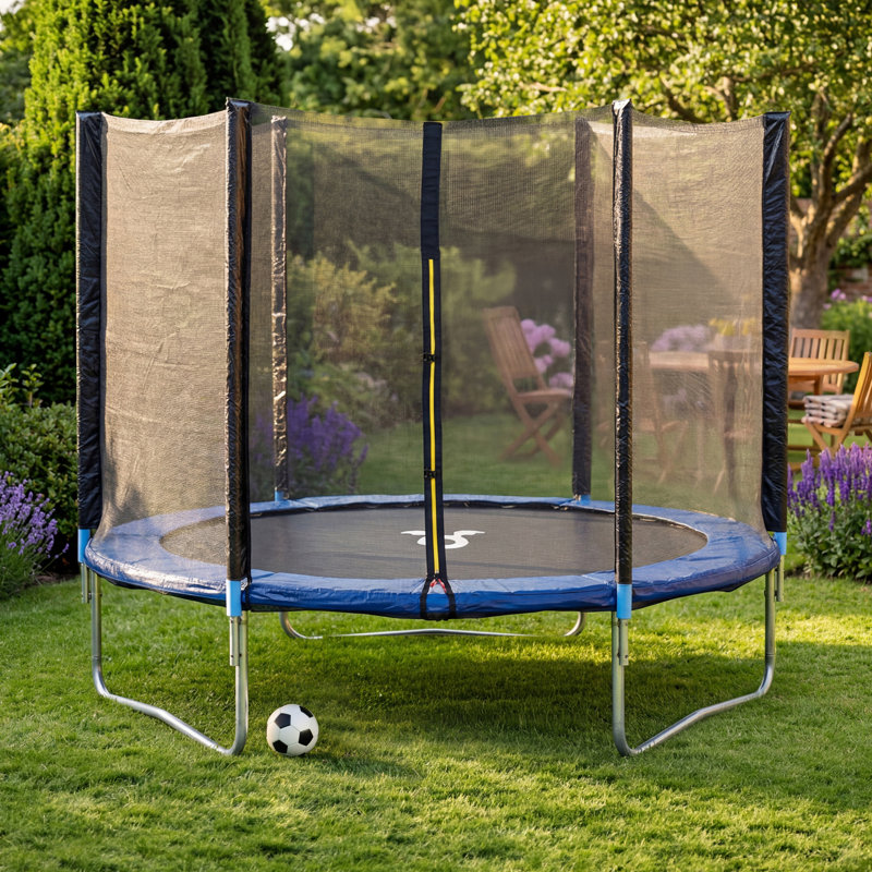 Monett Freeport Park Round Backyard Trampoline with Safety Enclosure