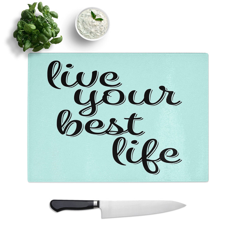 Live Your Best Life Typography Chopping Board, 28.5cm W x 39cm L