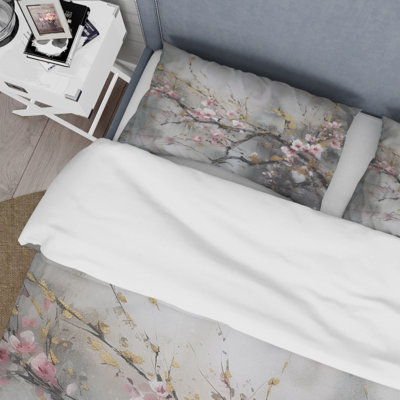 Pink Orchid Floral Forest BeddingMicrofiber / Polyester Duvet Cover Set