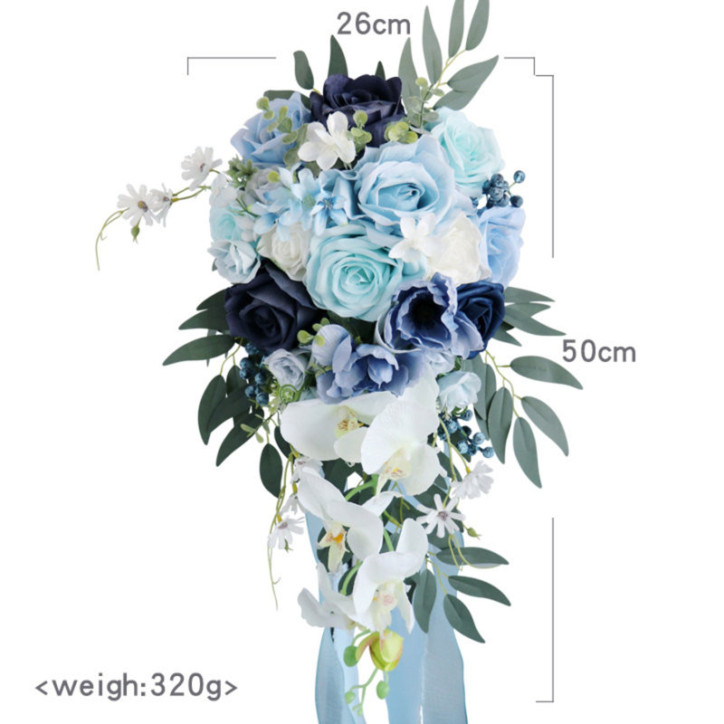 Bouquets de mariée pour la mariée, bouquet de fleurs artificielles en cascade pour la mariée
