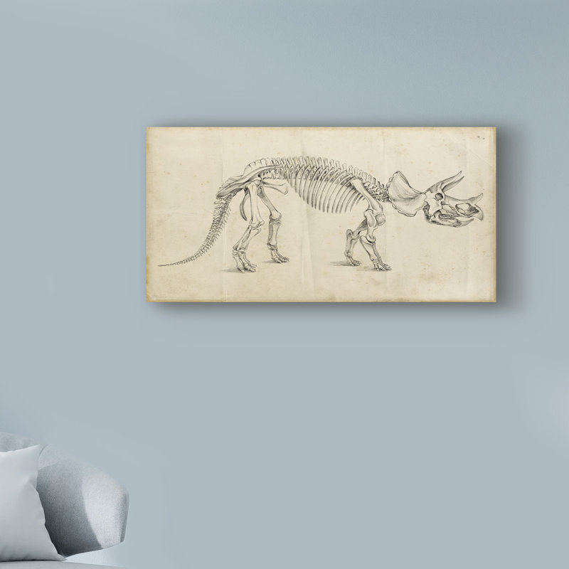 « dinosaur study ii », reproduction d’art sur toile tendue, H 16 po x l 32 po x P 2 po