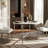 Rivet Modern Industrial Sintered Stone Dining Table with Forged Metal Base-678775256