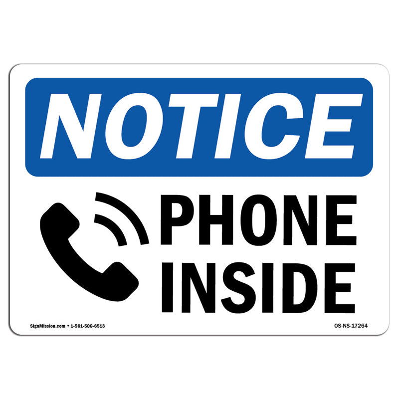 Plaque de téléphone à l'intérieur en aluminium 12 x 18