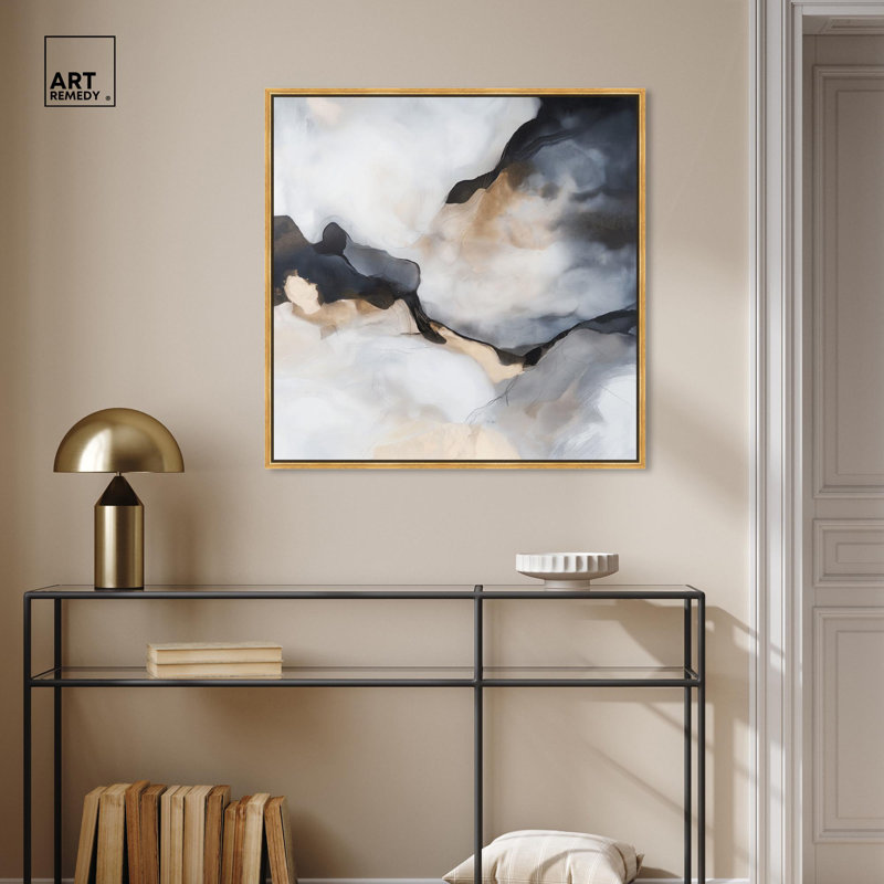 Blanure II Canvas Neutral Abstracts by Art Remedy, Gold Floater Framed, 31" H x 31" W x 1.8" D