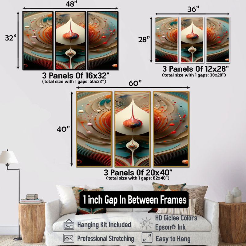 Awakening Of Origine - ensemble de reproduction d'art abstrait mural, Cadre flottant noir, H 40 po x l 60 po x P 1 po