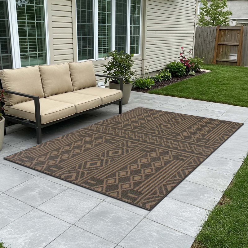 Tapis d'extérieur tissé à motif géométrique Tribal
