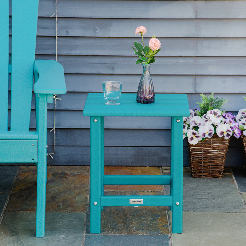 Turquoise HDPE Plastic Outdoor Patio Side Table