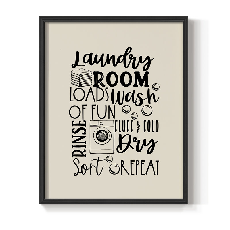 Laundry Room Framed Print - Solid Wood, Black, 11" H x 9" W