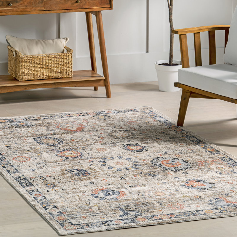 Acelynn Distressed Traditional Area Rug, Rectangle 5' x 8'