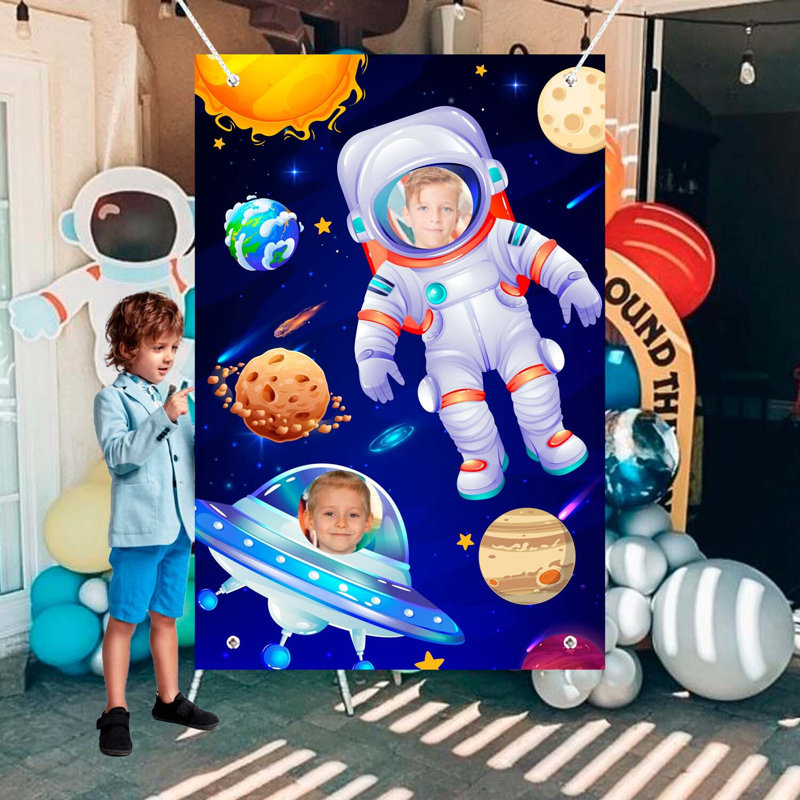 Astronaut Face Photography Background, Space Theme Backdrop