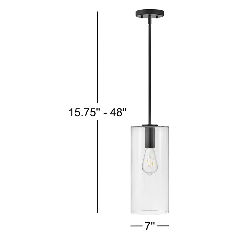 Luminaire suspendu cylindrique à 1 lumière Keaz, Noir