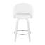 Tabouret de comptoir à hauteur fixe avec pivot en bois blanc et similicuir blanc avec repose-pieds rond chromé - 2 pièces-1358169571
