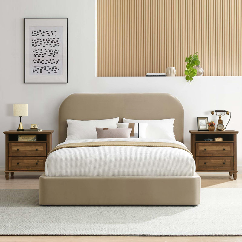Table de chevet 2 tiroirs Hooga, table de chevet avec tiroirs de rangement, table de chevet pour chambre à coucher, table de bout ou table d'appoint pour le salon, P 15,5 po x l 25,6 po x H 26,8 po
