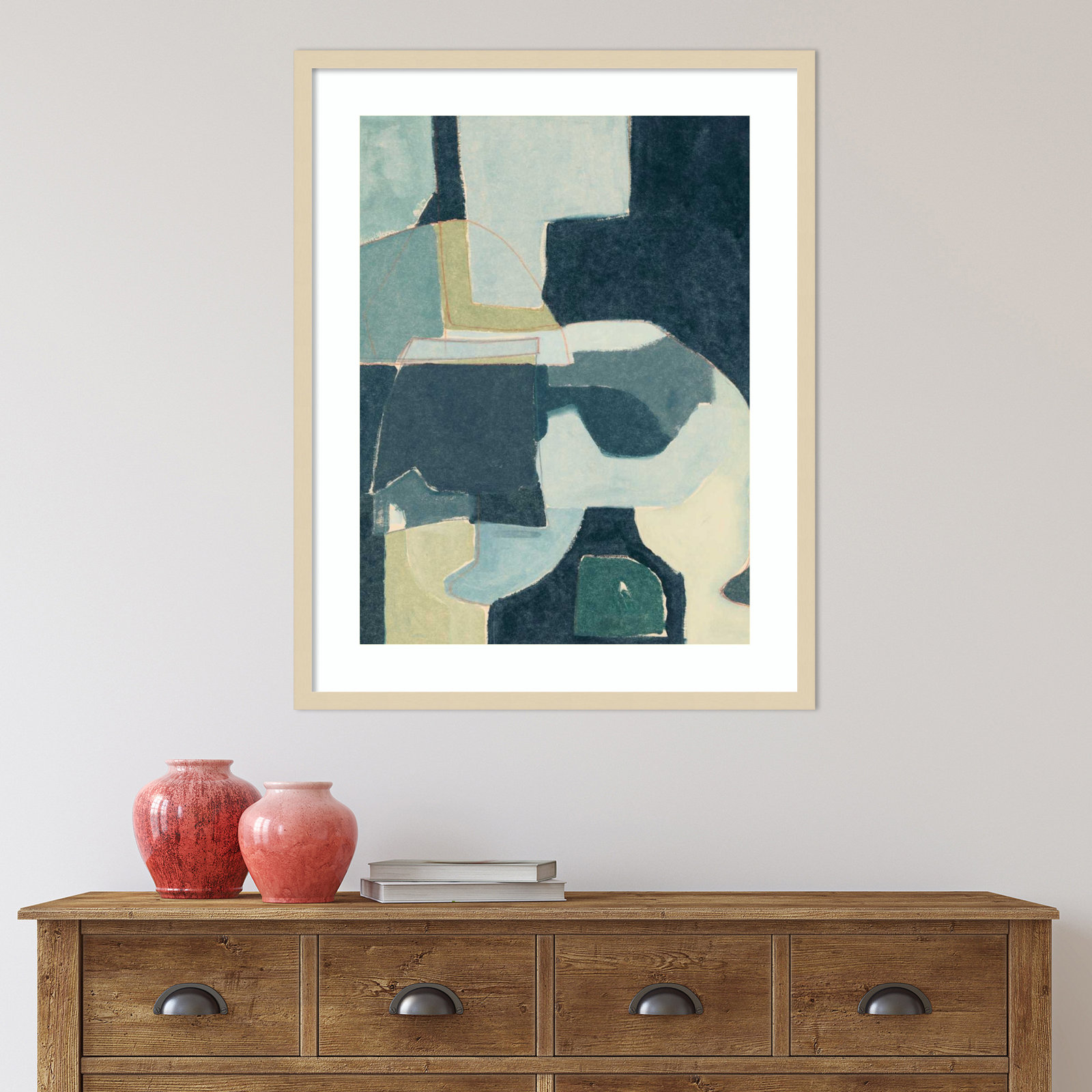 Blue Note III by Rob Delamater, Brown Framed, 33" H x 26" W x 1" D