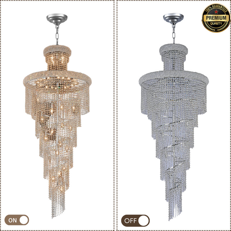 Lustre empire avec accents de cristal, 28, Chrome chrome