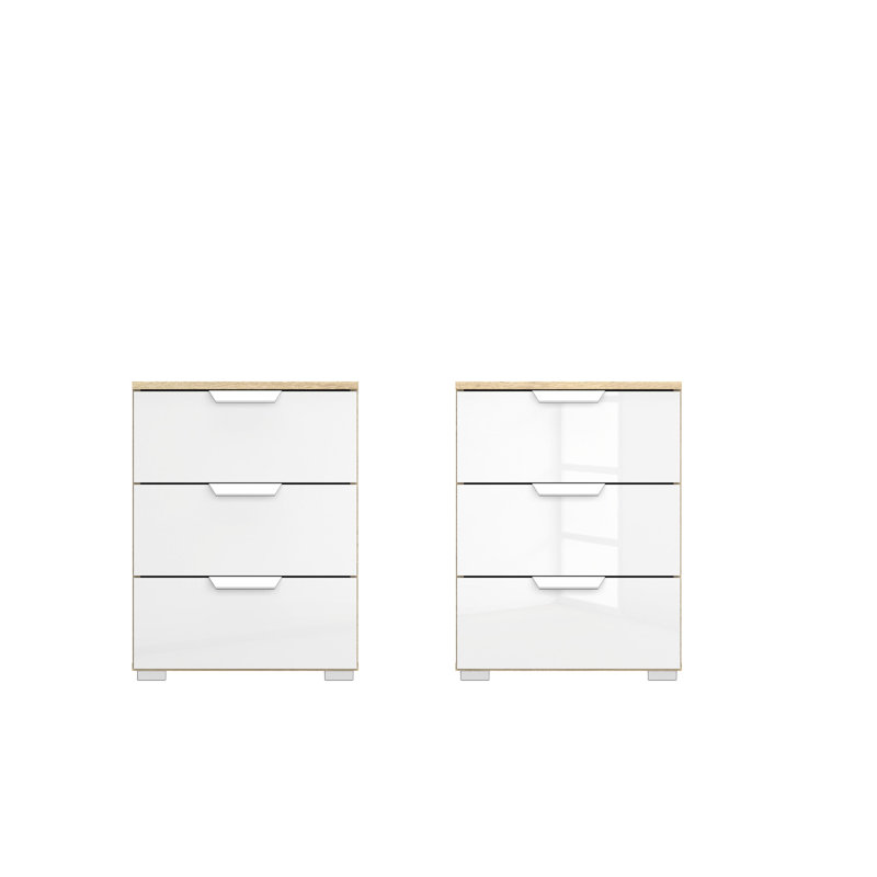Aditio 1 Drawer Bedside Table, Oak sonoma/High-gloss white