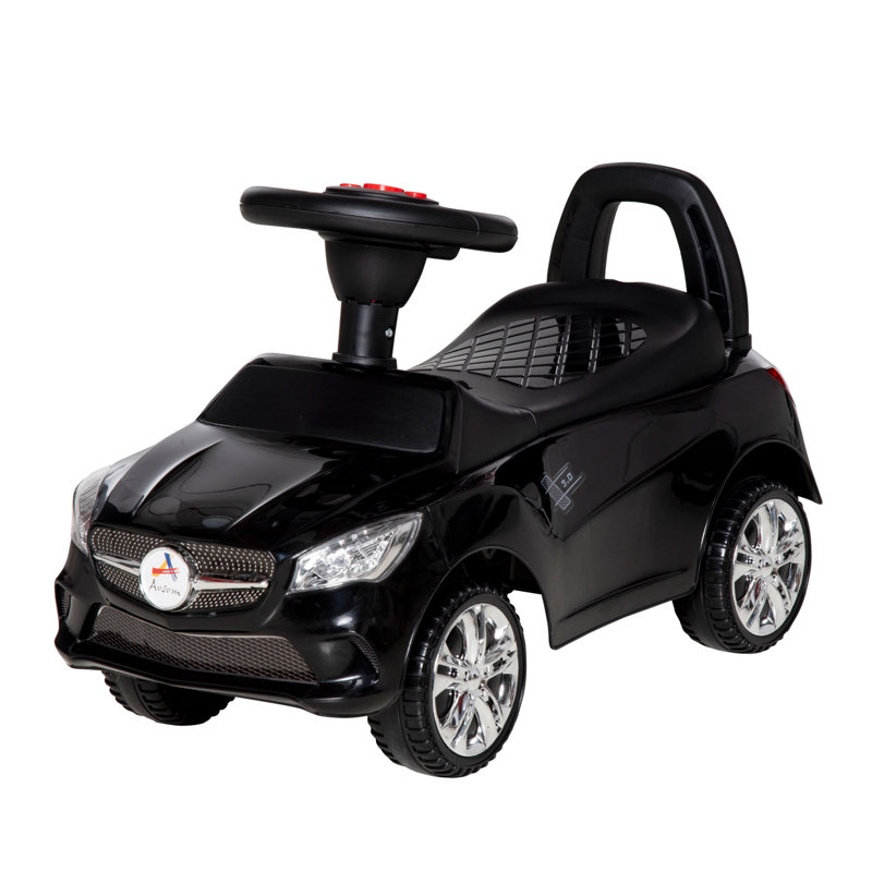 Black Toddler Ride-On Push Car with Horn and Storage
