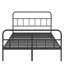 Structure de lit grand en métal avec tête de lit, matériau en fer, sommier tapissier, sommeil tranquille, plateforme noire, pas de nuit silencieuse,