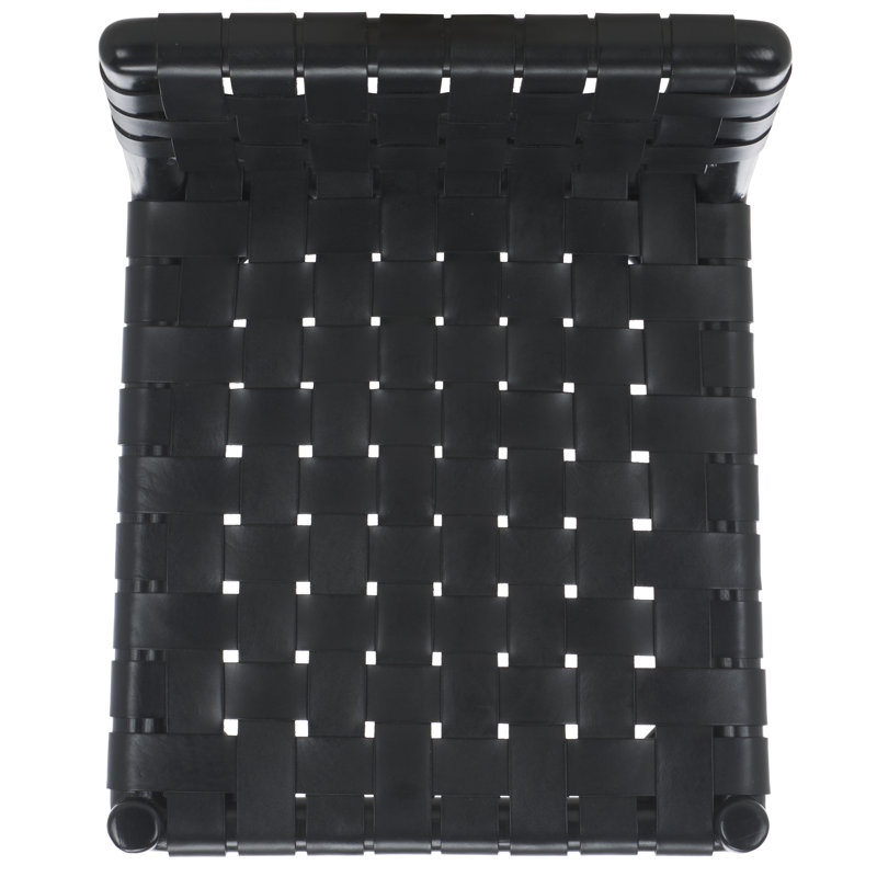 Jeremiah Woven Leather Counter Stool, Black, Black