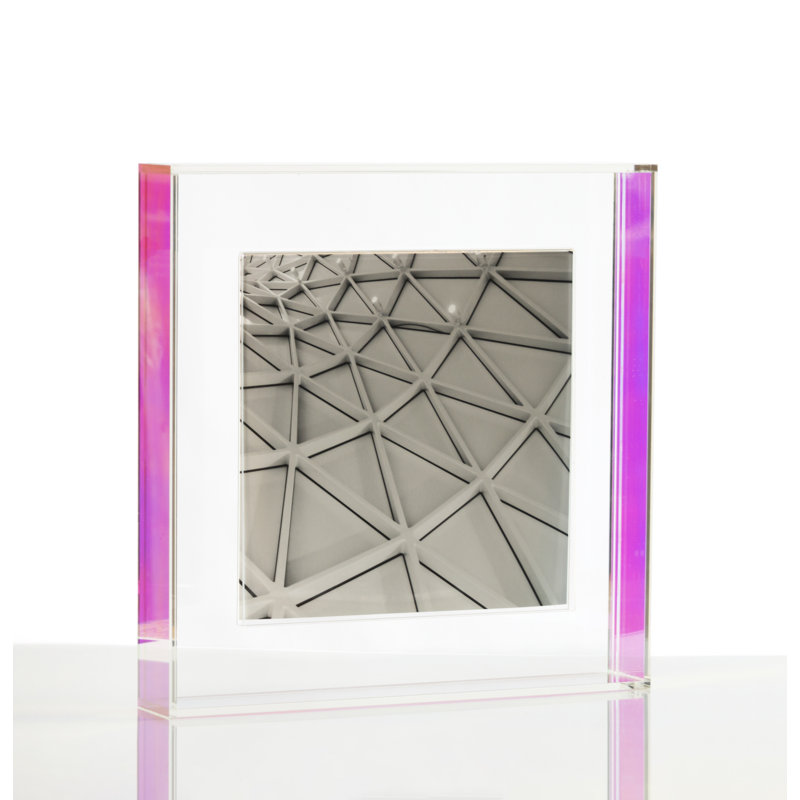 Float Frame for Tabletop or Wall with Magnetic Photo Holder, Rainbow Iridescent, 5" x 5";4" x 4"