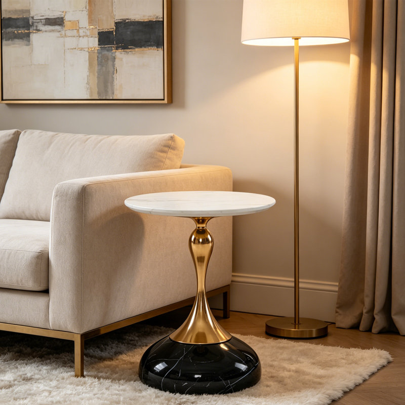 Round Pedestal End Table
