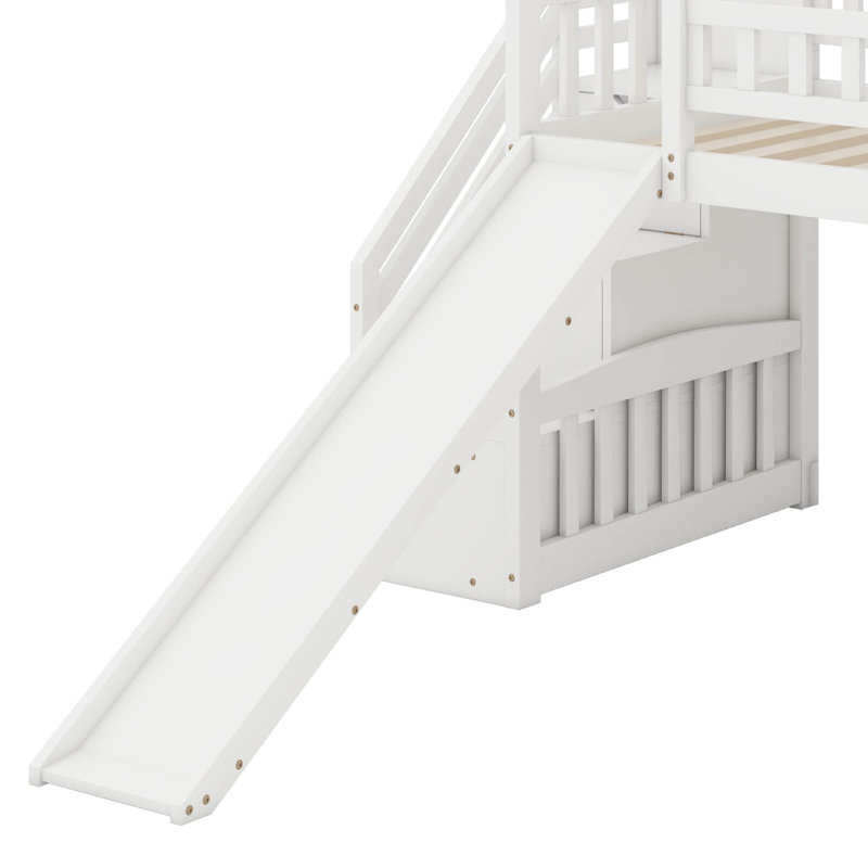 Twin Loft Bed With Slide, White