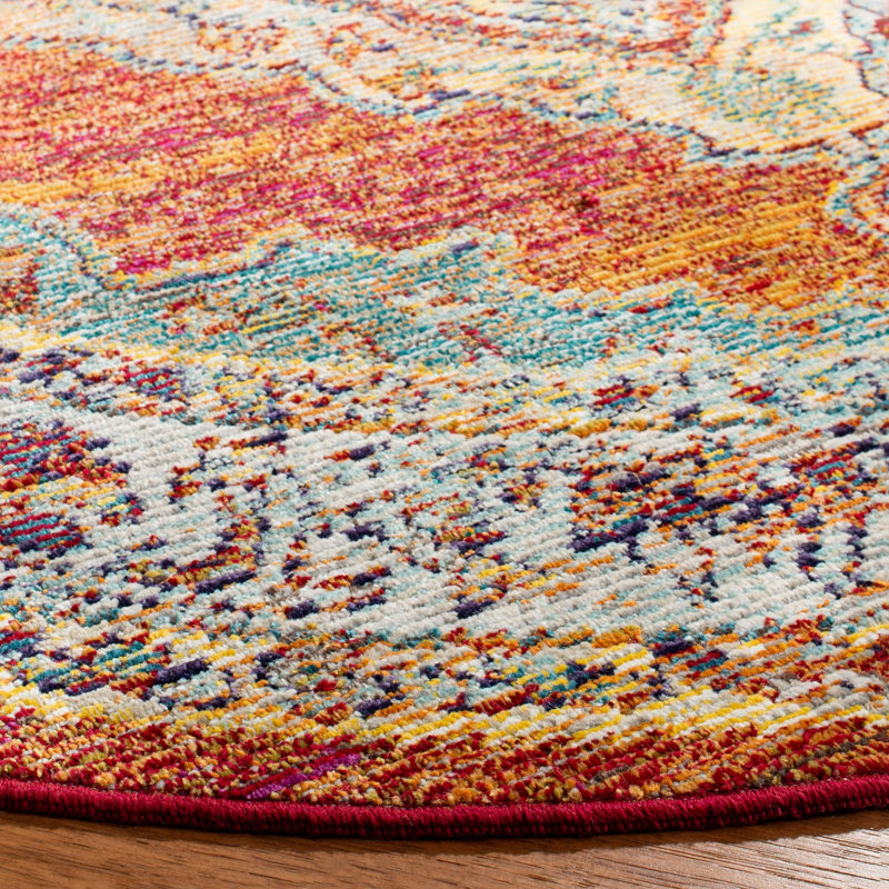 Tapis orange Donnella, Rond 7 pi