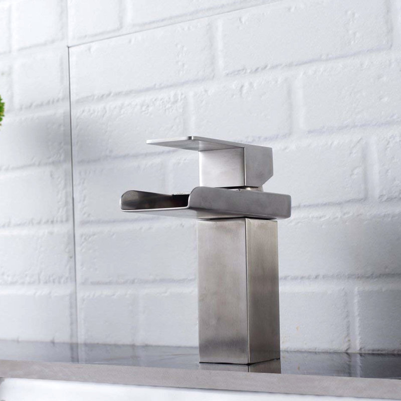 Robinet à un trou en nickel brossé - Design moderne pour poignée de lavabo, trou