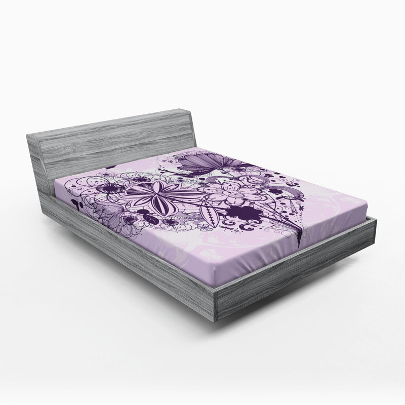 Microfiber Floral Fitted Sheet, Queen Fitted Sheet