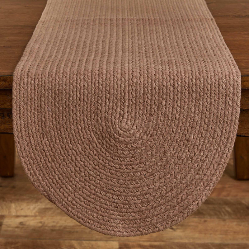  Essex Burro Braided Table Runner 15" x 54", Brun