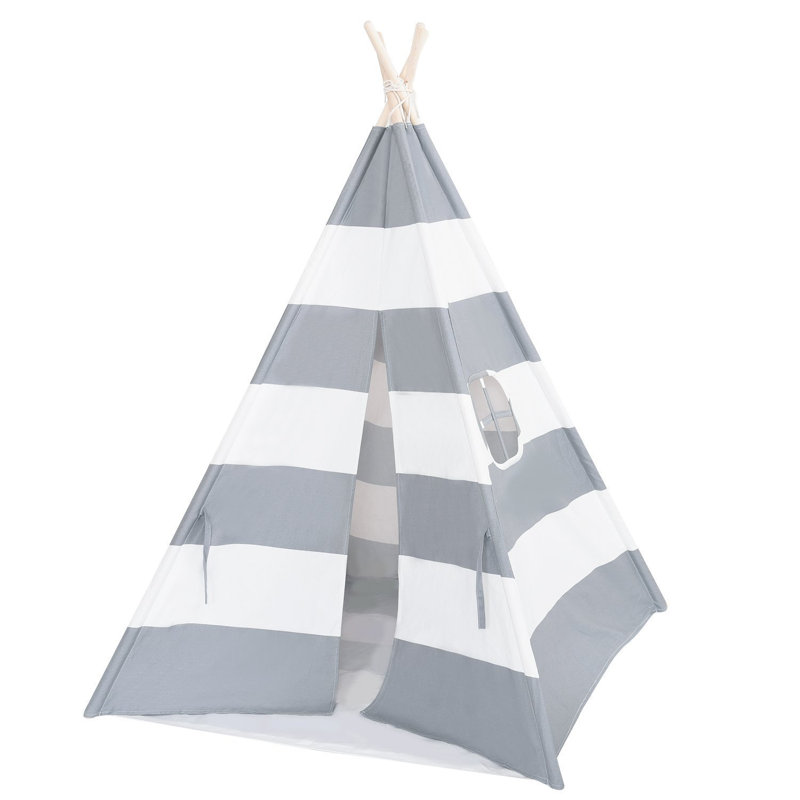 Blue Elephant 121.92cm W x 121.92cm D Indoor Cotton Triangular Play Tent, Grey