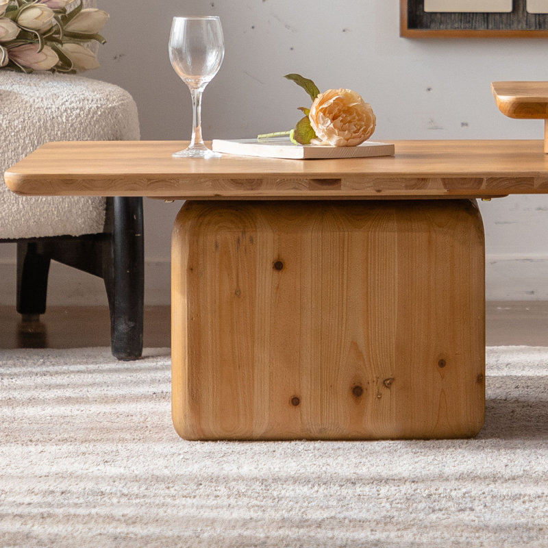 Ensemble de tables basses carrées de style rétro avec finition grain de bois, pour salon, bureau et salle à manger, naturel (ensemble de 2)