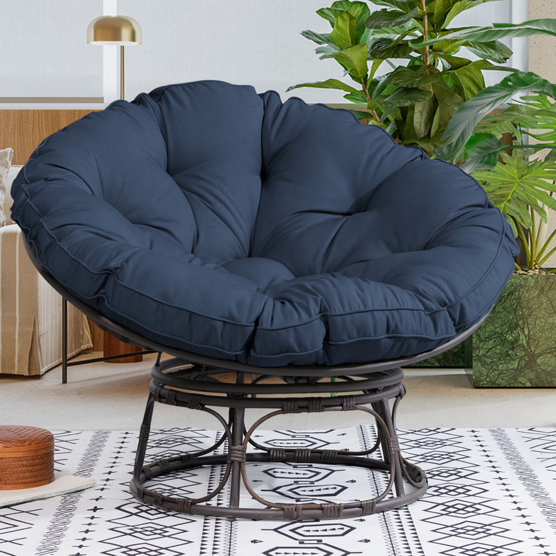 Eneas Wicker Outdoor Lounge Chair, Blue