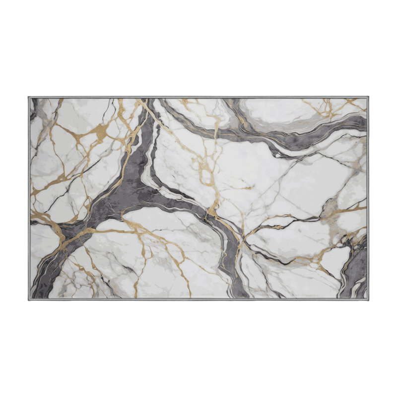 Machine Washable Gray Area Rug, Rectangle 2' x 3'