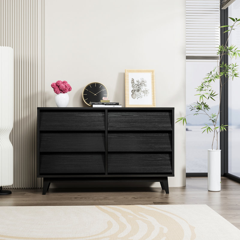 Commode double 6 tiroirs, Noir