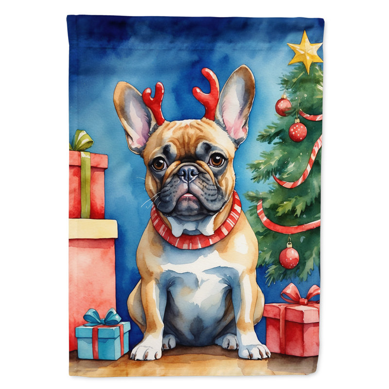 Drapeau de Noël maison de renne, Bouledogue français