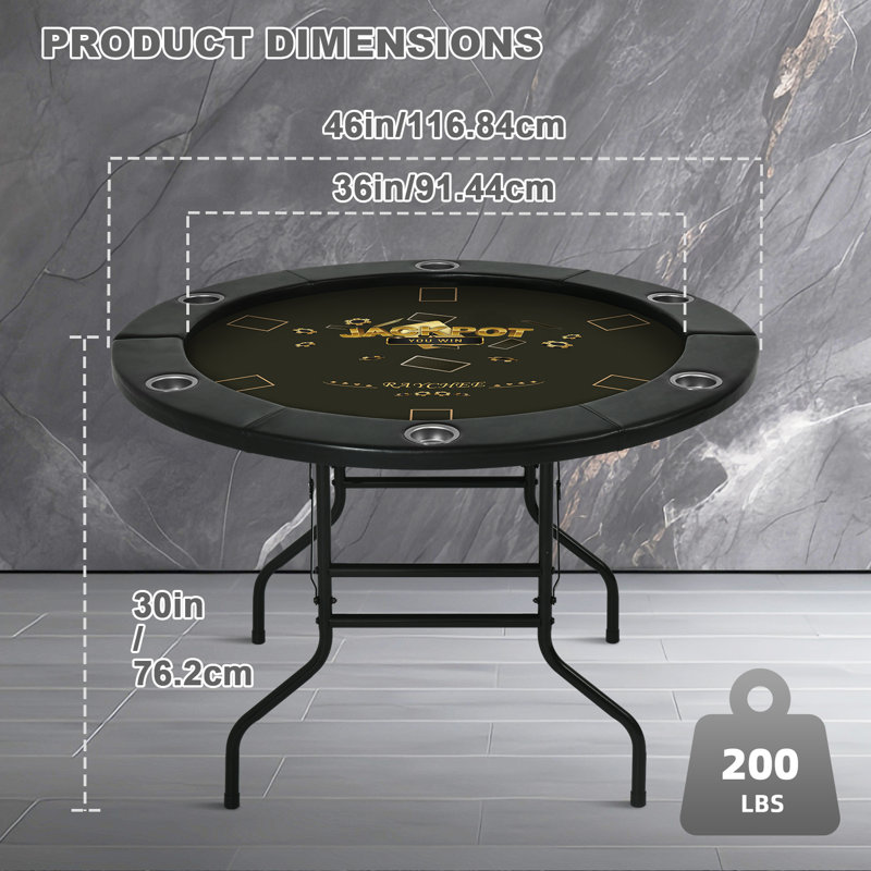 Table de poker ronde pliable Raychee 46 po Texas Holdem, Noir / argenté