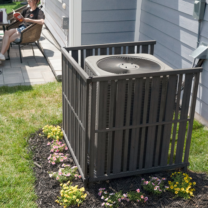 H 3,5 pi x l 3,4 pi x L 3,6 pi (3 panneaux), écran d'intimité de couleur anthracite Enclo Roanoke, clôture de climatiseur parfaite, panneaux d'intimité en vinyle pour cacher et dissimuler l'extérieur de l'unité de climatisation, EC18026