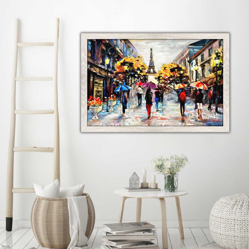 «Paris Streets», reproduction encadrée, H 33,5 po x l 49,5 po x P 1 po, Cadre crème délavé