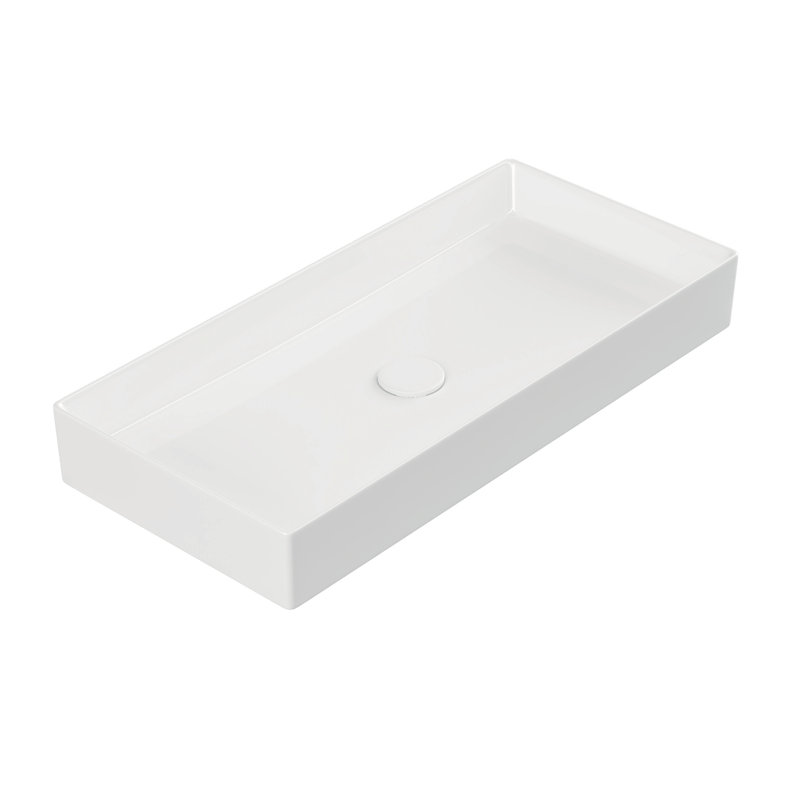 WS Bath Collections Energy 13.8'' White Ceramic Rectangular Bathroom Sink