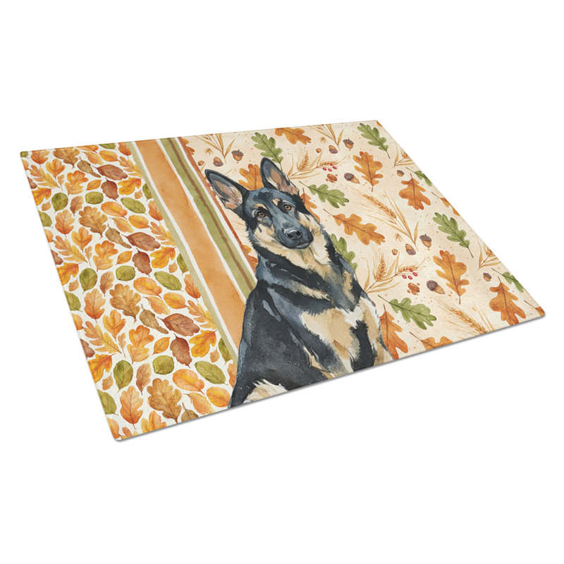 Black and Tan German Shepherd Heirloom Fall Glass Cutting Board