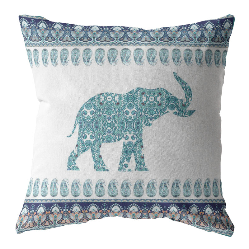 Coussin intérieur à fermeture à glissière Elephant, 26 po x 26 po, Bleu