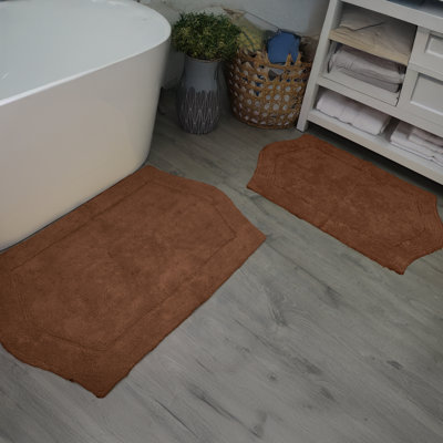 Morissette 100% Cotton Bath Rug, Non-slip, Absorbent, Machine Washable, Quick Dry 2 PCs set (21x34 / 24x40)