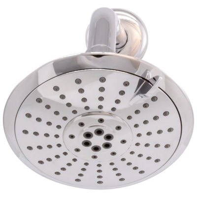 5" Round Thin 5-Function Adjustable Spray Shower Head with 10" Wall Mount Arm