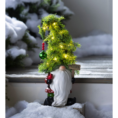 Figurine de Noël gnome des Fêtes avec signe de bienvenue