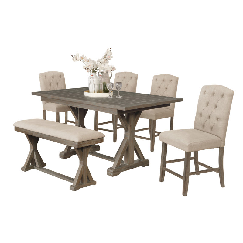 Narvaez Trestle Dining Set, Beige
