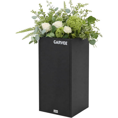 Boîte à fleurs de 15 po x 15 po x 30 po en métal avec séparateur réglable et cadre double couche, pot de fleurs d'extérieur robuste pour porche de patio