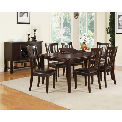Table de salle à manger moderne espresso avec rallonge papillon et 6 chaises d'appoint 7 pièces ensemble de salle à manger en bois d'hévéa